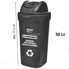 Papelera Vaivén Basa Bodeguita 50 Litros Con Logo Negro (No Aprovechables)