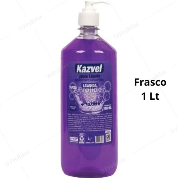Jabón Líquido Kaz Antibacterial Frasco 1 Litro Lavanda