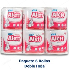 Papel Toalla Jumbo Alett Doble Hoja Blanco Paquete x 6 Rollos Precortado