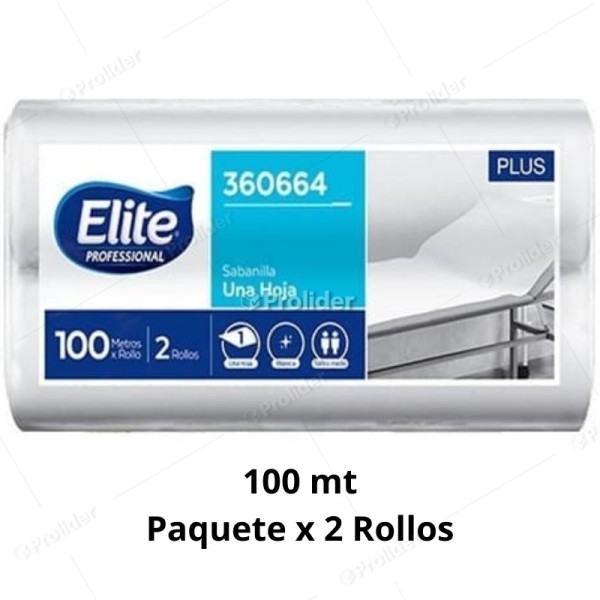 Papel Sabanilla Elite 100 Metros Paquete x 2 Rollos