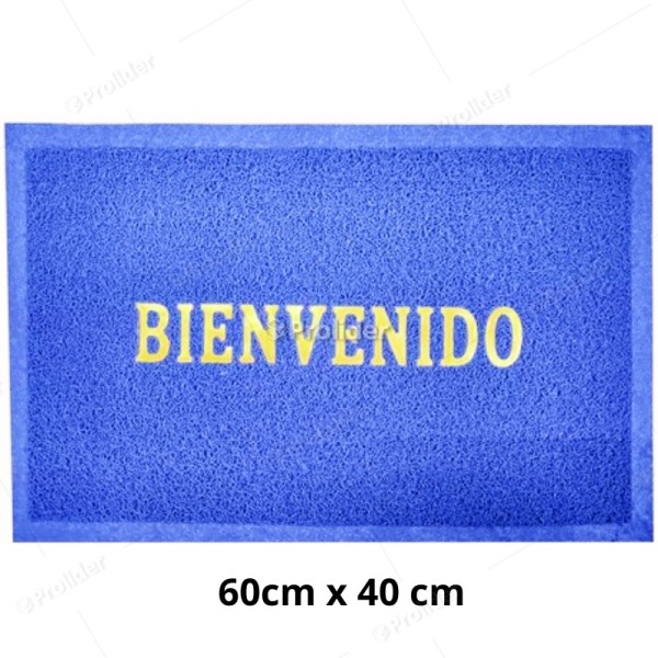 Felpudo para piso con Letras Bienvenido 60 cm x 40 cm Azul
