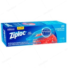 Bolsas Reutilizables Ziploc Para Congelar Paquete x 20 unidades Medianas (17.7 cm x 19.5 cm)