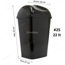 Papelera Vaivén Reyplast Galax N°25 Altura 52 cm de 22 Litros Negro