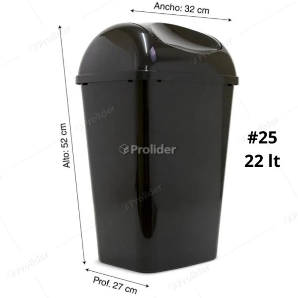 Papelera Vaivén Reyplast Galax N°25 Altura 52 cm de 22 Litros Negro