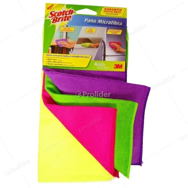 Paños Microfibra Scotch Brite Colores Paquete x 4 unidades