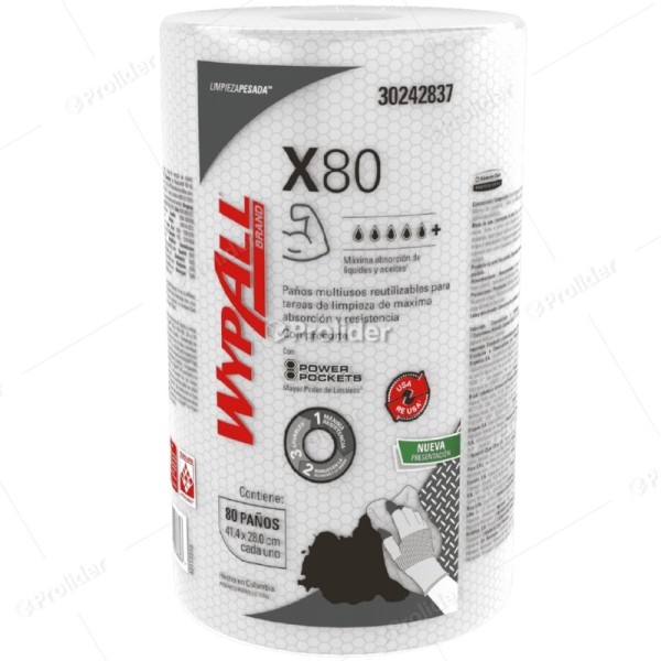 Rollo Wypall X80 Blanco de 80 unidades