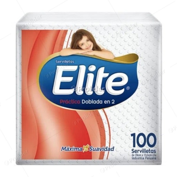 Paquete Servilletas Blancas Elite Dobladas en 2 x 100 unidades