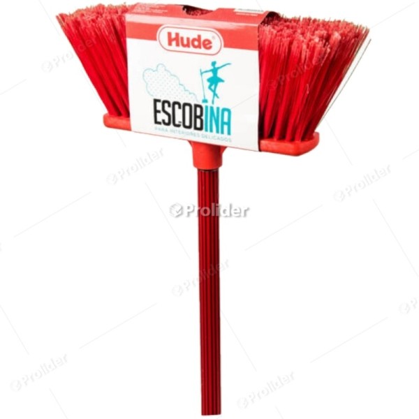 Escoba de Plástico Hude Escobina Ancho 30 cm Rojo