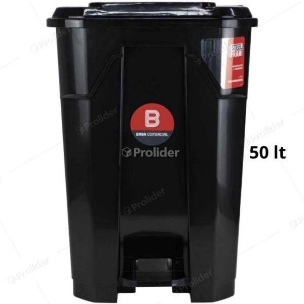 Papelera Con Pedal Basa Hunter 50 Litros Con Logo Negro