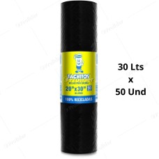 Bolsas Plásticas Negras en Rollo / 20 x 30 de 30 Litros / 50 unidades / Virutex Tachito