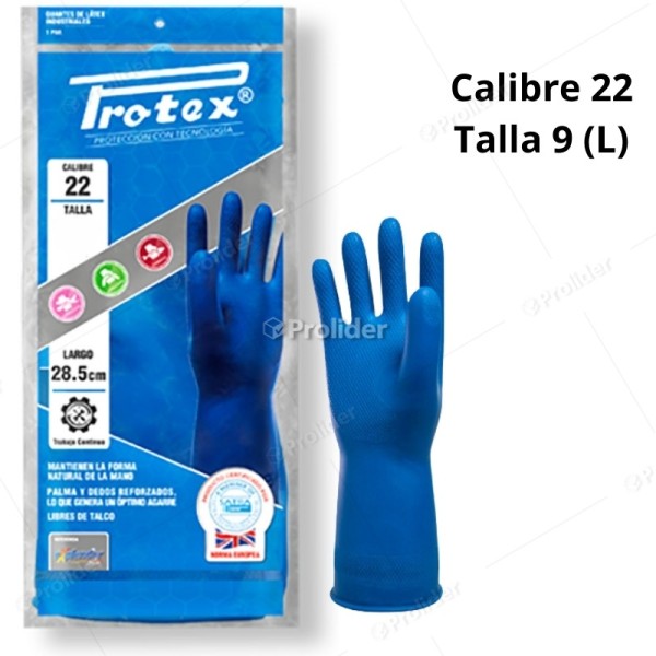 Guantes Protex Calibre 22 Azul Talla L (9 - 9.5)
