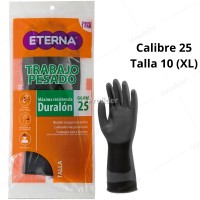 Guantes Industriales Eterna Duralon Calibre 25 Talla 10 Negro