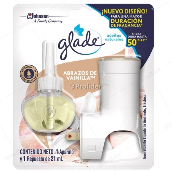 Ambientador Aceite Eléctrico Glade Completo Abrazos de Vainilla
