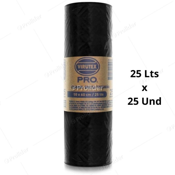 Bolsas Plásticas Negras en Rollo / 25 Litros / 25 unidades / Virutex