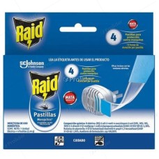Insecticida Eléctrico Raid Aparato Para Pastillas con 4 Pastillas