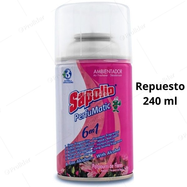 Repuesto Ambientador Perfumatic Sapolio 240 ml Potpourri de Flores