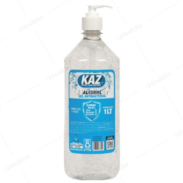 Alcohol En Gel Kaz Frasco 1 Litro con Dispensador