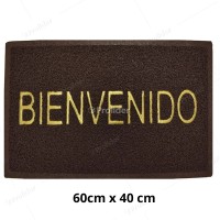 Felpudo para piso con Letras Bienvenido 60 cm x 40 cm Marron