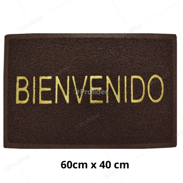 Felpudo para piso con Letras Bienvenido 60 cm x 40 cm Marron