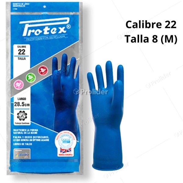 Guantes Protex Calibre 22 Azul Talla M (8 - 8.5)