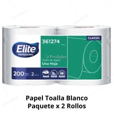 Papel Toalla Jumbo Elite Blanco 200 Metros x 2 Rollos