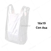 Bolsas Plásticas con Asa Blancas / 16 x 19 / 100 unidades