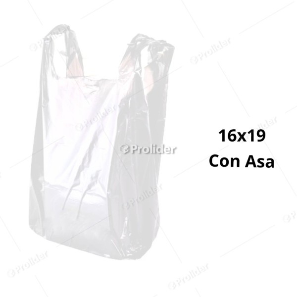 Bolsas Plásticas con Asa Blancas / 16 x 19 / 100 unidades