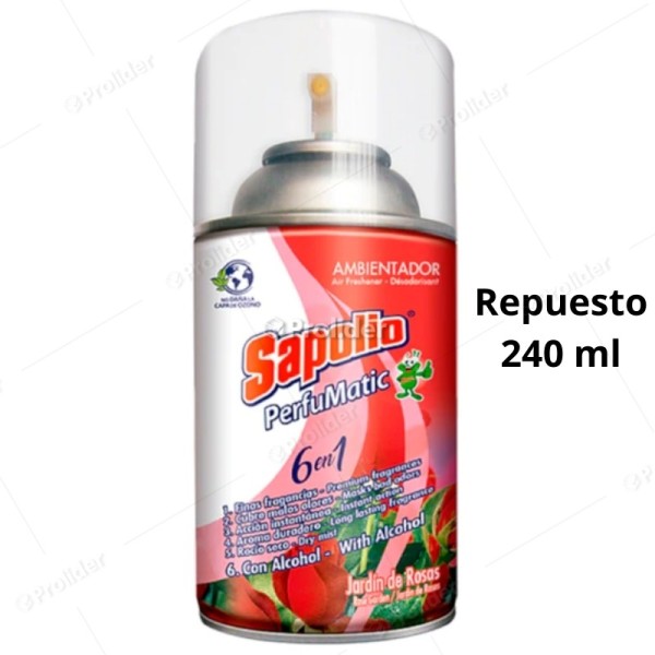 Repuesto Ambientador Perfumatic Sapolio 240 ml Jardín de Rosas
