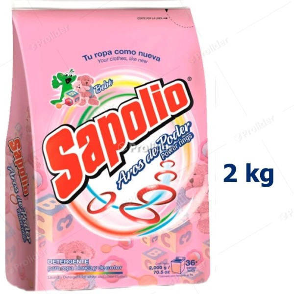 Detergente en Polvo Sapolio Bolsa 2 Kilos Bebé (Rosado)