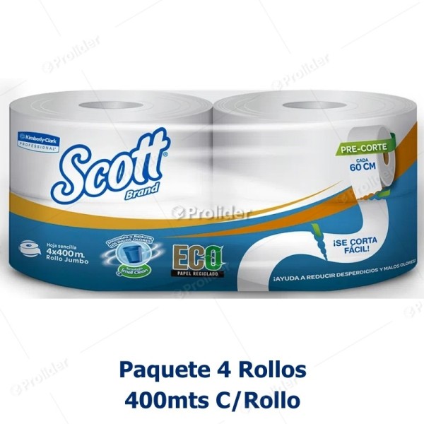 Papel Higiénico Jumbo Scott 400 Metros Paquete x 4 Rollos