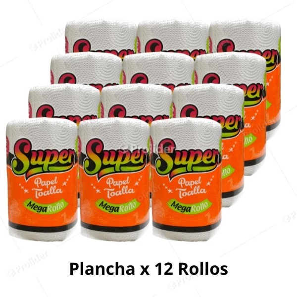 Papel Toalla Megarollo Super Paquete x 12 Rollos Doble Hoja