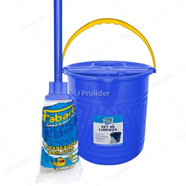 Set Trapeador Genérico Completo 17 Litros (Balde + Mopa) Azul