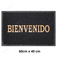 Felpudo para piso con Letras Bienvenido 60 cm x 40 cm Negro