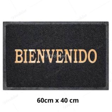 Felpudo para piso con Letras Bienvenido 60 cm x 40 cm Negro