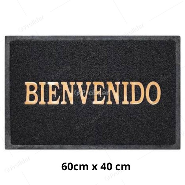 Felpudo para piso con Letras Bienvenido 60 cm x 40 cm Negro