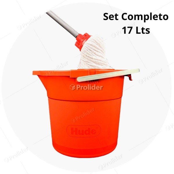Set Trapeador Tayta Hude 17 Litros Completo Balde + Mopa) Naranja