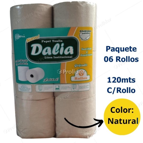 Papel Toalla Jumbo Dalia Ecologico Gofrado Paquete x 6 Rollos