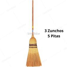 Escoba de Paja Baja Policía de 3 Zunchos 5 Pitas