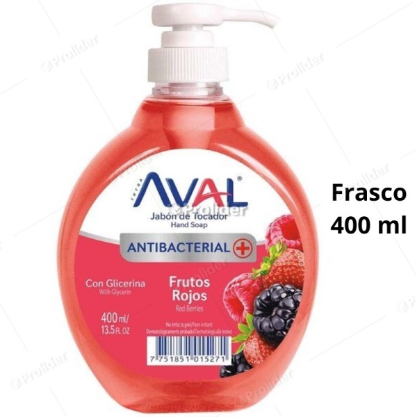 Jabón Líquido Aval Antibacterial Frasco 400 ml Frutos Rojos