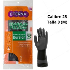 Guantes Industriales Eterna Duralon Calibre 25 Talla 8 Negro