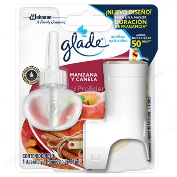 Ambientador Aceite Eléctrico Glade Completo Manzana Y Canela