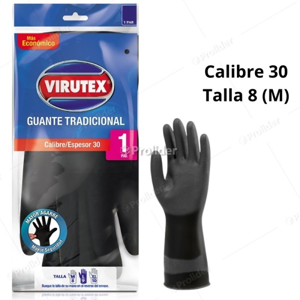 Guantes Tradicionales Virutex Calibre 30 Talla 8 (M) Negro