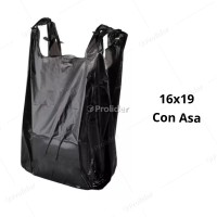 Bolsas Plásticas con Asa Negras / 16 x 19 / 100 unidades