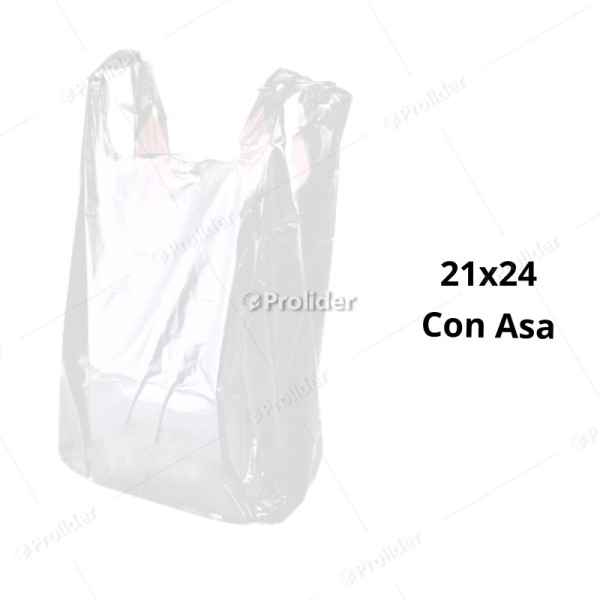 Bolsas Plásticas con Asa Blancas / 21 x 24 / 100 unidades