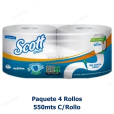 Papel Higiénico Jumbo Scott 550 Metros Paquete x 4 Rollos