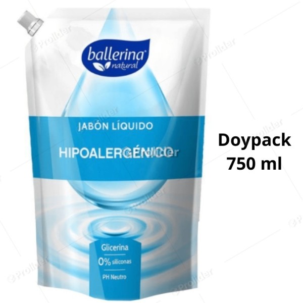 Jabón Líquido Ballerina Sachet 750 ml Hipoalergenico