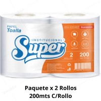 Papel Toalla Jumbo Super Blanco Etiqueta Naranja 200 Metros Paquete x 2 Rollos