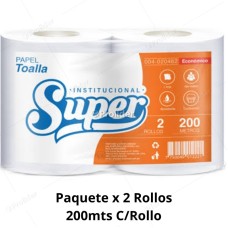Papel Toalla Jumbo Super Blanco Etiqueta Naranja 200 Metros Paquete x 2 Rollos