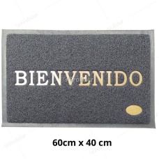 Felpudo para piso con Letras Bienvenido 60 cm x 40 cm Plomo