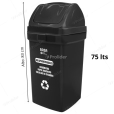 Papelera Vaivén Basa Bodeguita 75 Litros Con Logo Negro (No Aprovechables)